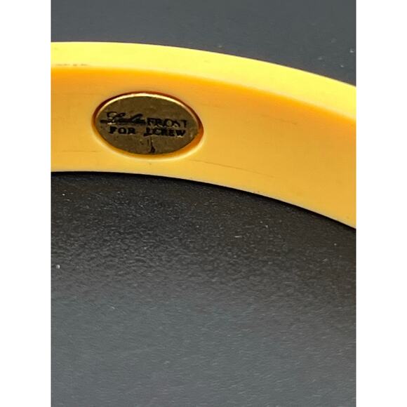 Lulu Frost For J. crew Yellow Acrylic Pave Rhinestones Crest Bangle Bracelet - Picture 8 of 9